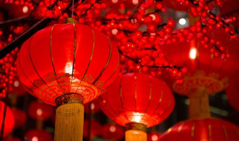Traditional red lanterns on CNY